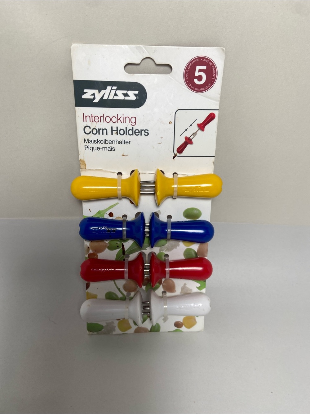 Zyliss Interlocking Corn Holders - Yellow, Blue, Red, White